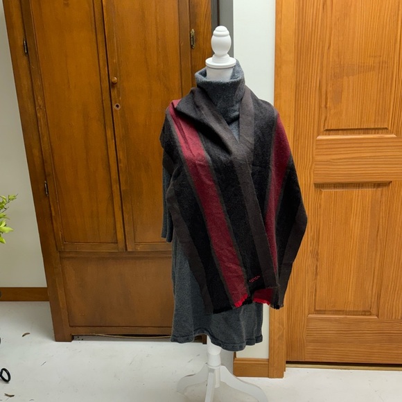 COACH SOFT WOOL? Cashmere striped wide scarf fringed 70x12w no material tag - Picture 1 of 2